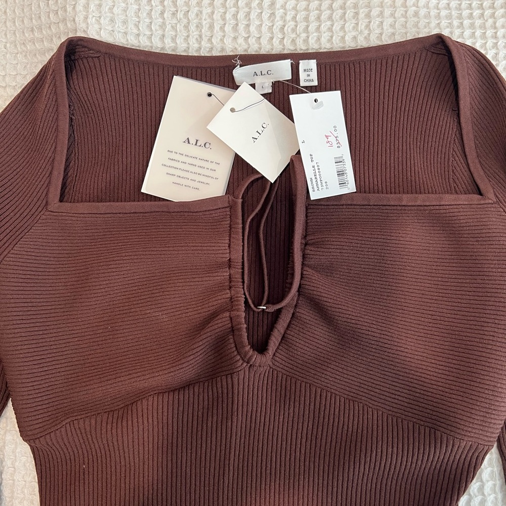 A.L.C Annabelle Cross-Front Rib Knit Top - Picture 3 of 4